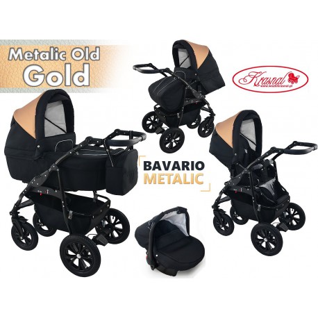 Wózek dziecięcy Krasnal BAVARIO metalic OLD GOLD 3w1