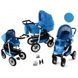 Wózek dziecięcy Krasnal BAVARIO white ( niebieski )