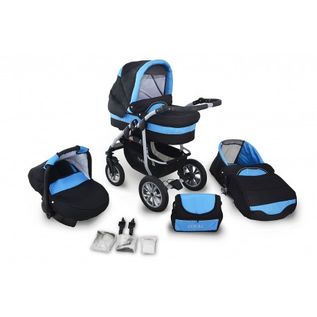 Wózek dziecięcy Krasnal Coral (czarny + niebieski)