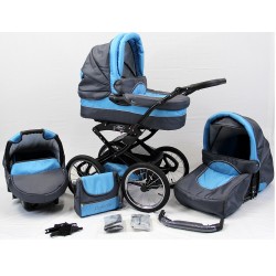 Wózek dziecięcy Polaris retro P7 (grafit + niebieski)